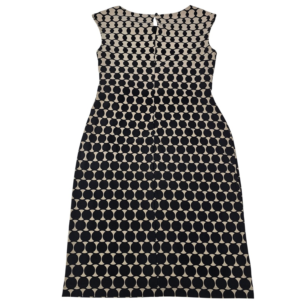 Connected Apparel Tan Black Geometric Retro Sheath Dress Size 6 Artsy Stretch - Picture 5 of 7